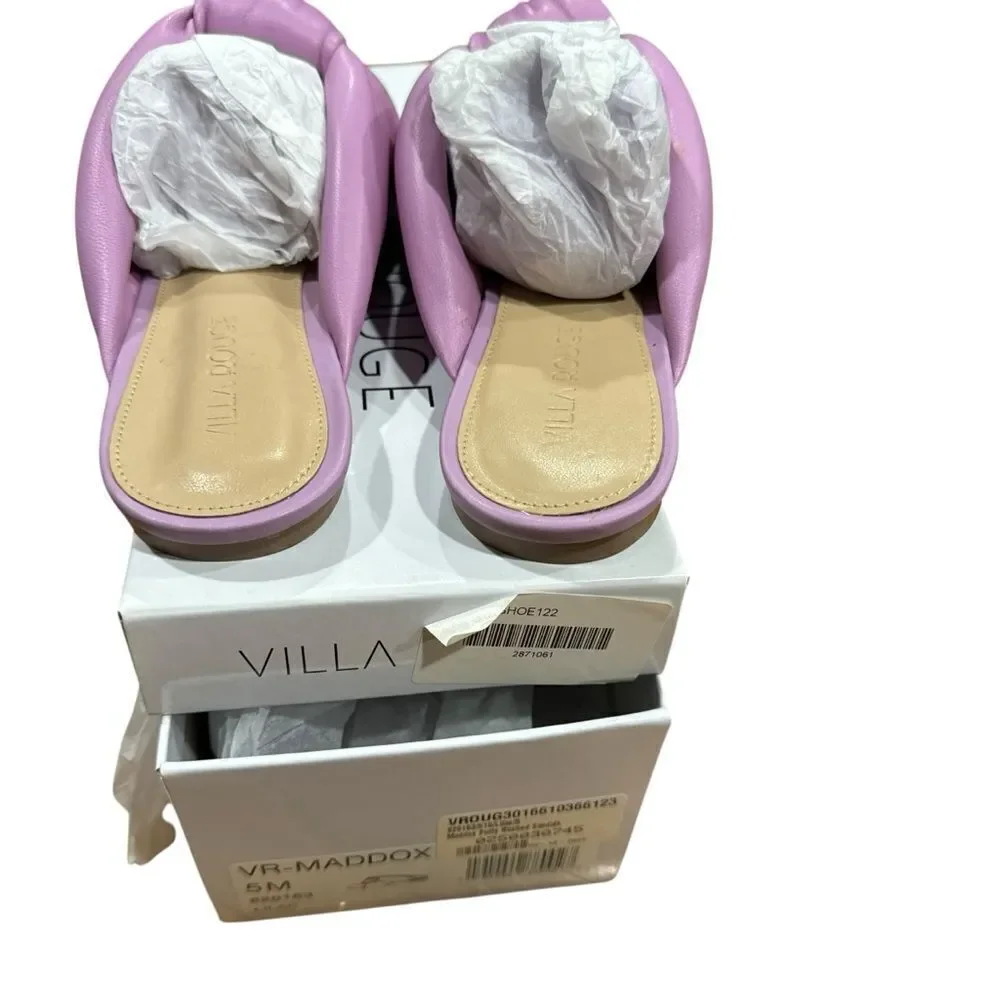 Revolve Villa Rouge Maddox Lilac Puffy Ruched Sandal Slides